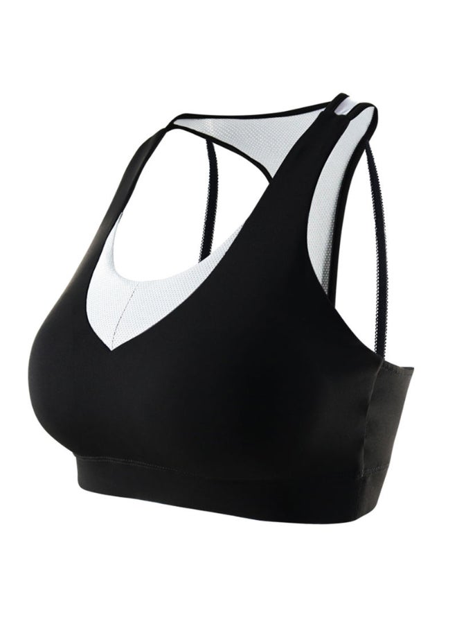 Fashion Fitness Backless Push Up Sport Bra White/Black - Image 1