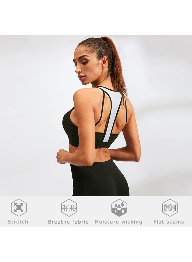 Fashion Fitness Backless Push Up Sport Bra White/Black - Image 3