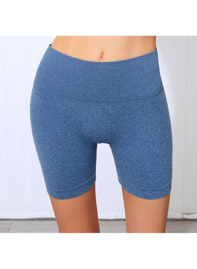 Quick Dry High Waist Elasticated Sport Shorts Blue - Image 1