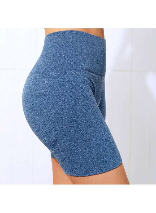 Quick Dry High Waist Elasticated Sport Shorts Blue - Image 3