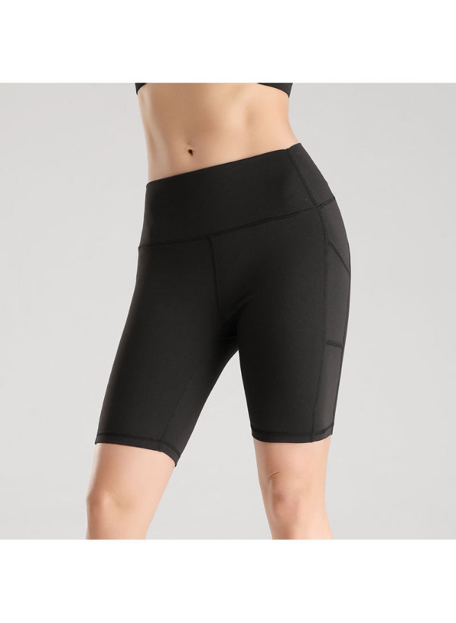 Quick Dry High Waist Elasticated Sport Shorts Black - Image 1