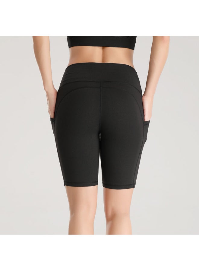 Quick Dry High Waist Elasticated Sport Shorts Black - Image 2