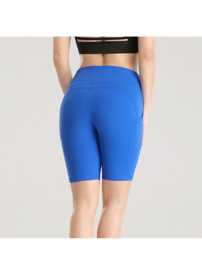 Quick Dry High Waist Elasticated Sport Shorts Blue - Image 2