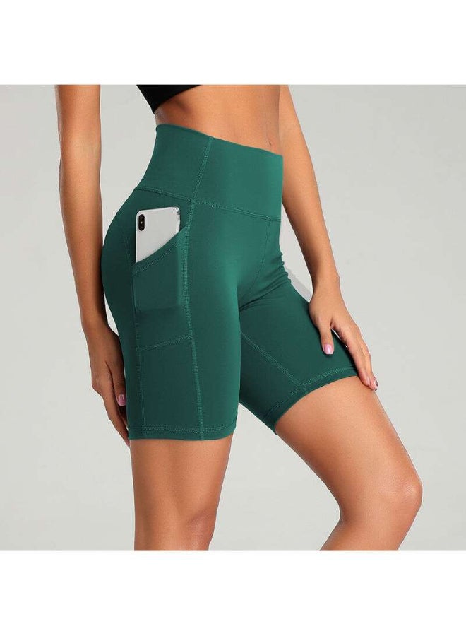 Quick Dry High Waist Elasticated Sport Shorts Green - Image 3