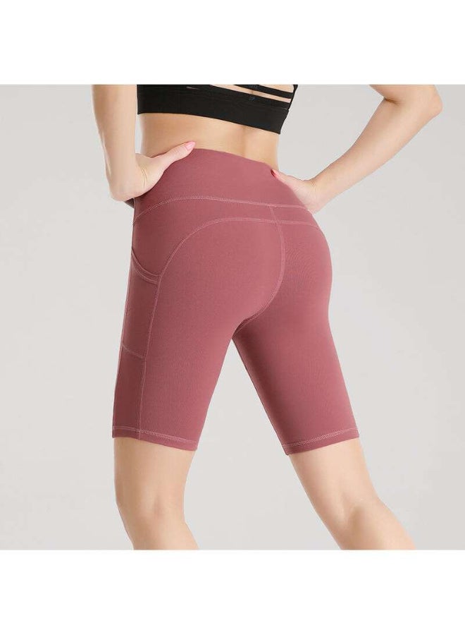 Quick Dry High Waist Elasticated Sport Shorts Pink - Image 2
