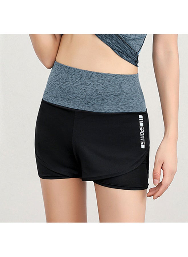 2-in-1 Wide Waistband Sports Shorts Green/Black 