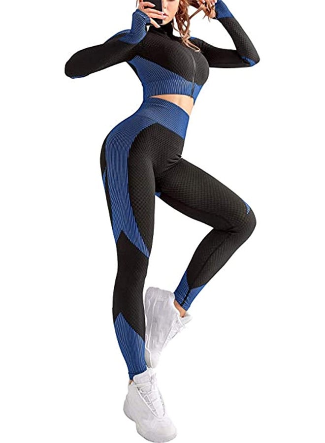Zipper Sports Crop Jacket Blue/Black - Image 1