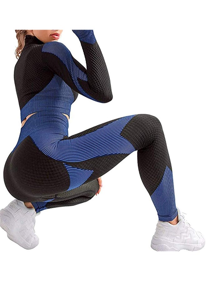 Zipper Sports Crop Jacket Blue/Black - Image 2