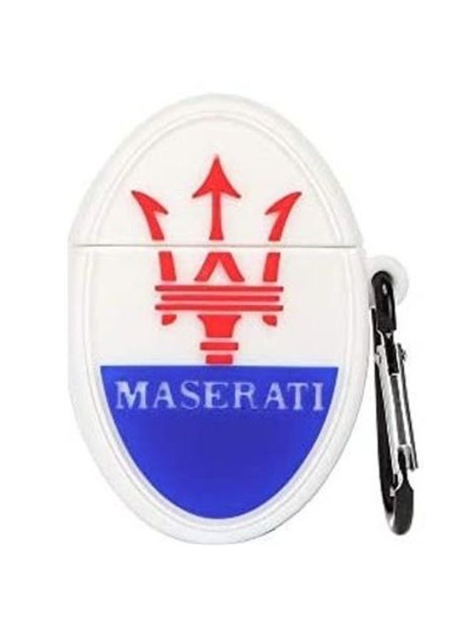 Maserati Premium Shock Proof Apple AirPods Case White/Blue - Image 1