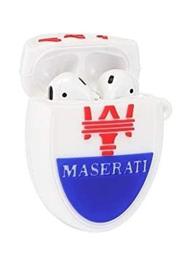 Maserati Premium Shock Proof Apple AirPods Case White/Blue - Image 2