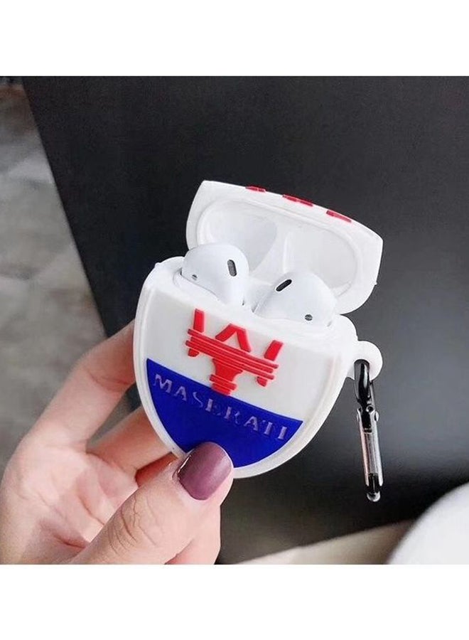 Maserati Premium Shock Proof Apple AirPods Case White/Blue - Image 3