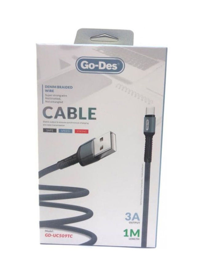 جو-ديز كابل شحن ومزامنة بيانات نوع C إلى USB أسود/ رمادي - Image 2