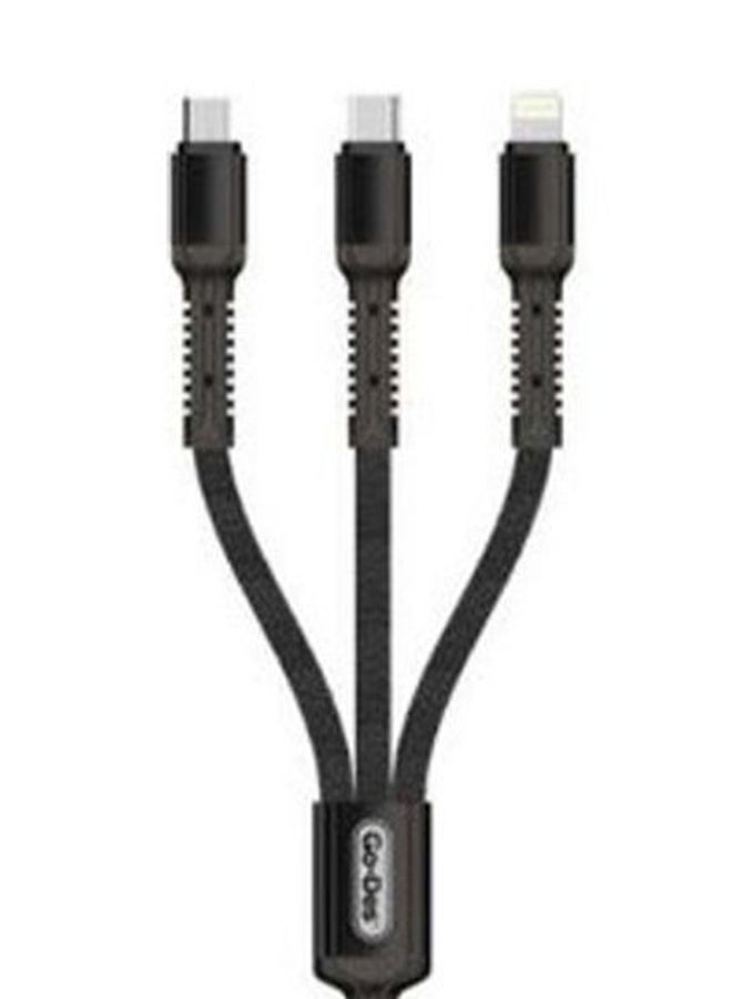 جو-ديز كابل USB للشحن السريع ومزامنة البيانات 3 في 1 أسود - Image 2