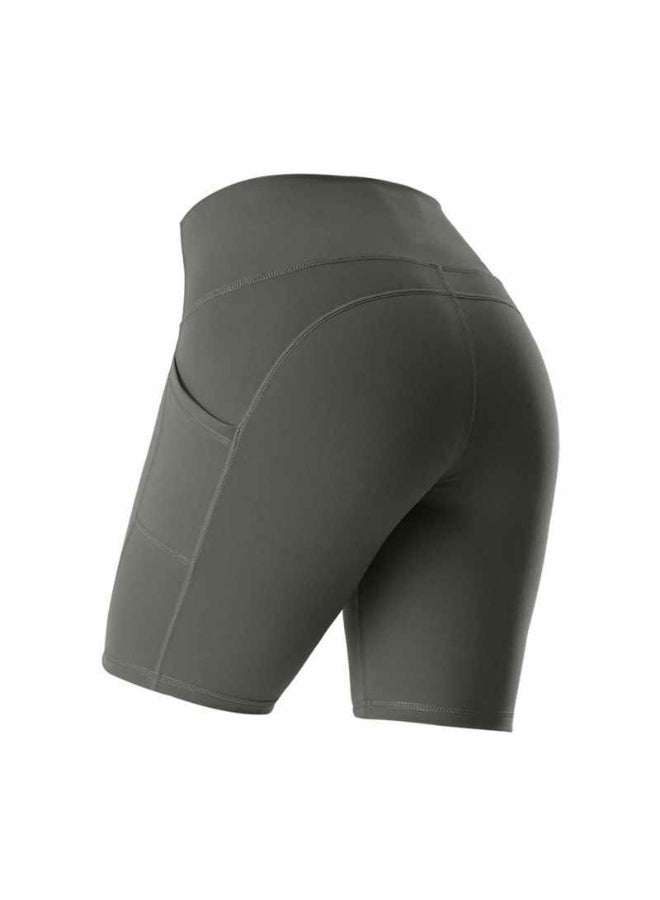 Quick Dry High Waist Elasticated Sport Shorts Grey - Image 2