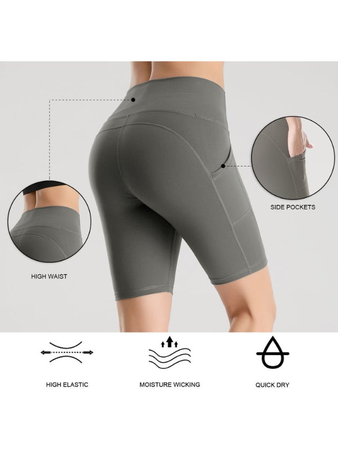 Quick Dry High Waist Elasticated Sport Shorts Grey - Image 3