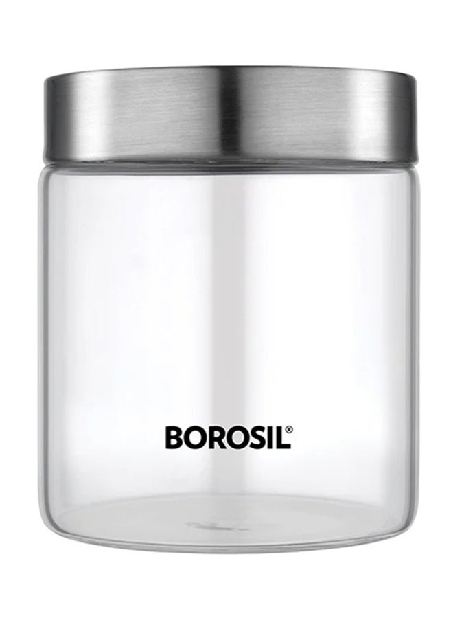 BOROSIL Borosilicate Endura Glass Jar With Lid Clear/Silver 600ml  - Image 1