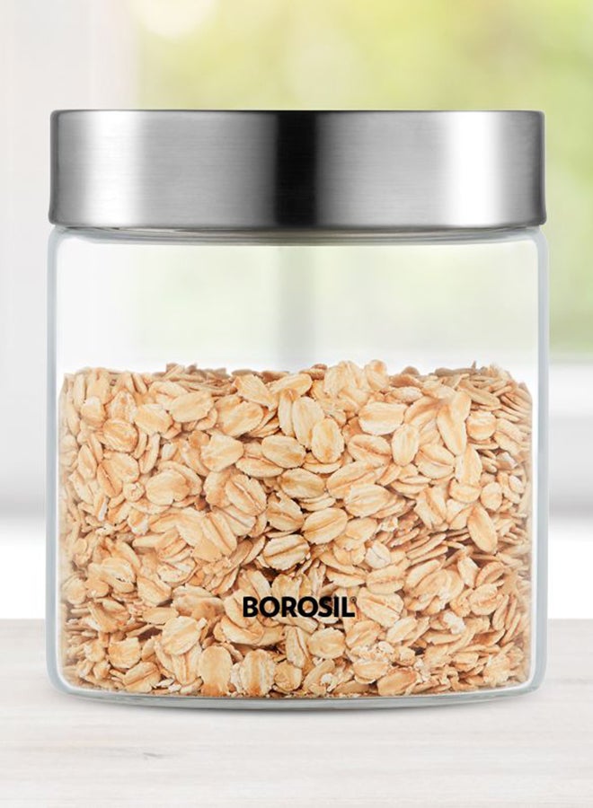 BOROSIL Borosilicate Endura Glass Jar With Lid Clear/Silver 600ml  - Image 2