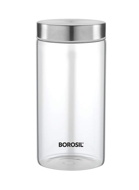 Clear Stack & Storage Jar With Lid, Silver Clear/Silver 1200ml
