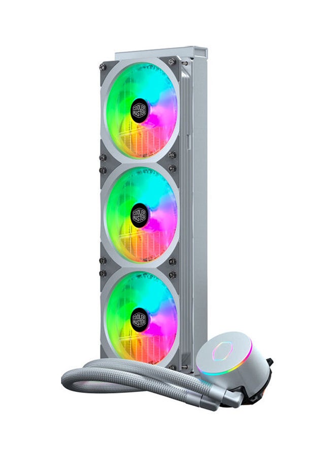 كولر ماستر مروحة تبريد سائل ماستر  ثلاثية لوحدة المعالجة المركزية بإضاءة متعددة الألوان RGB 12x12x2.6سم - Image 2