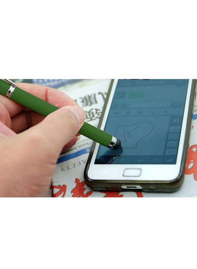 2 In 1 Ball Point Capacitive Screen Stylus Touch Pen With Cover Green  - Image 2