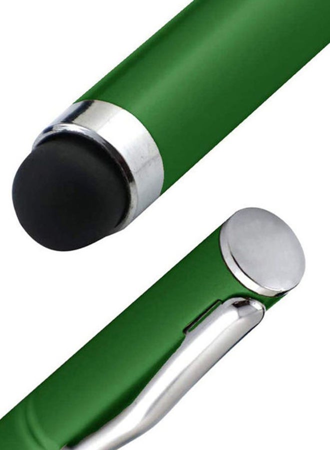 2 In 1 Ball Point Capacitive Screen Stylus Touch Pen With Cover Green  - Image 3