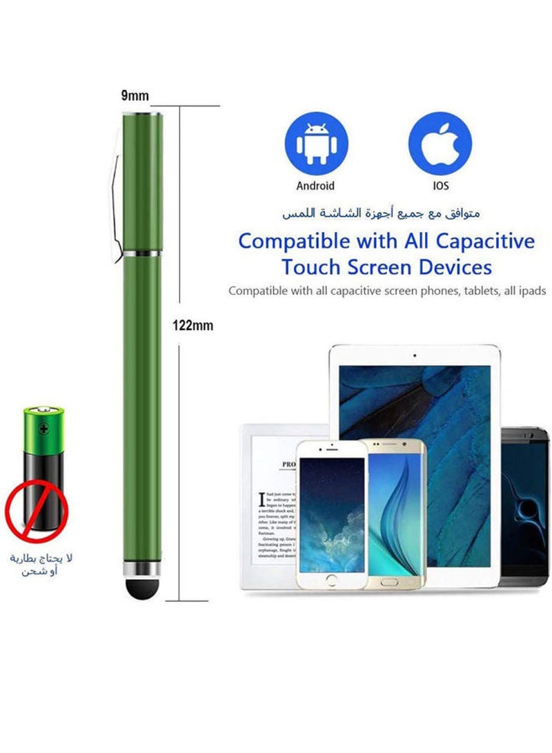 2 In 1 Ball Point Capacitive Screen Stylus Touch Pen With Cover Green  - Image 4