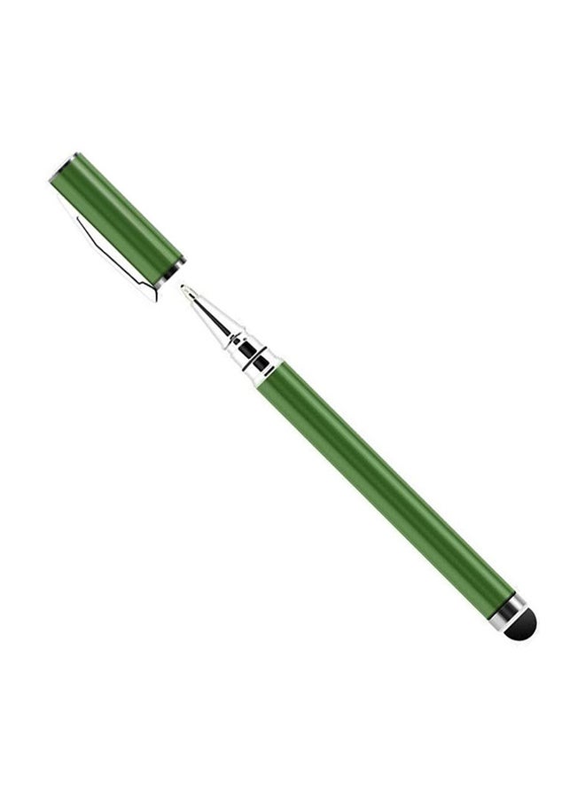 2 In 1 Ball Point Capacitive Screen Stylus Touch Pen With Cover Green  - Image 5