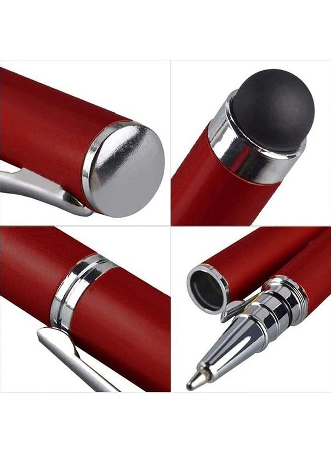 2 In 1 Ball Point Capacitive Screen Stylus Touch Pen With Cover Red - Image 4