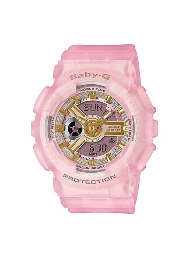 جي شوك ساعة يد بعقارب ورقمية من مجموعة جي - شوك بسوار من الراتنج طراز BA-110SC-4ADR للنساء - Image 1