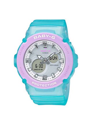 ساعة يد جي - شوك رقمية وبعقارب بسوار من الراتنج طراز BGA-270-2ADR للنساء