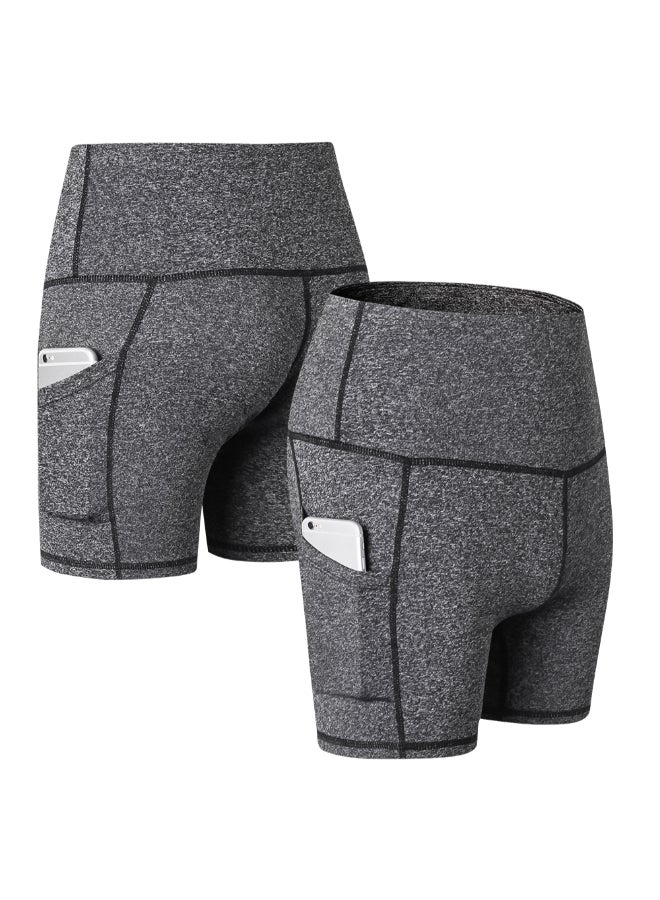 Side Pocket Tummy Control Workout Shorts Dark Gray  - Image 2