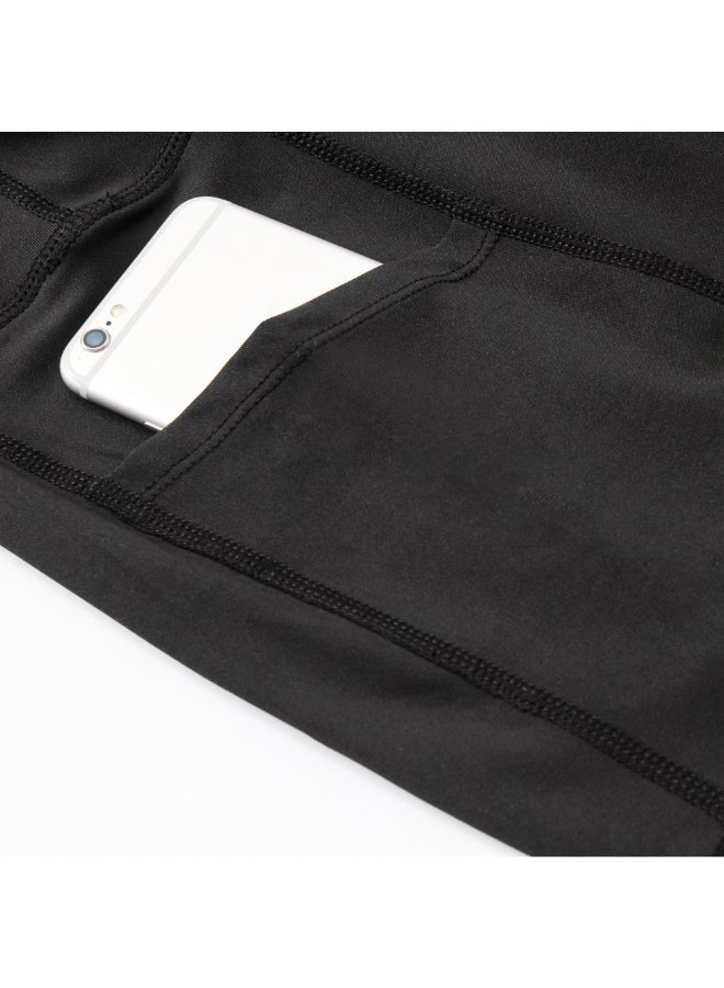 Generic - Side Pocket Tummy Control Workout Shorts Black - Image 1