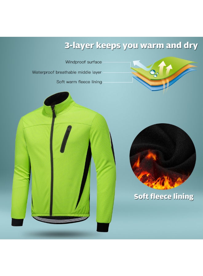 Waterproof Windproof Thermal Fleece Jacket Green  - Image 3