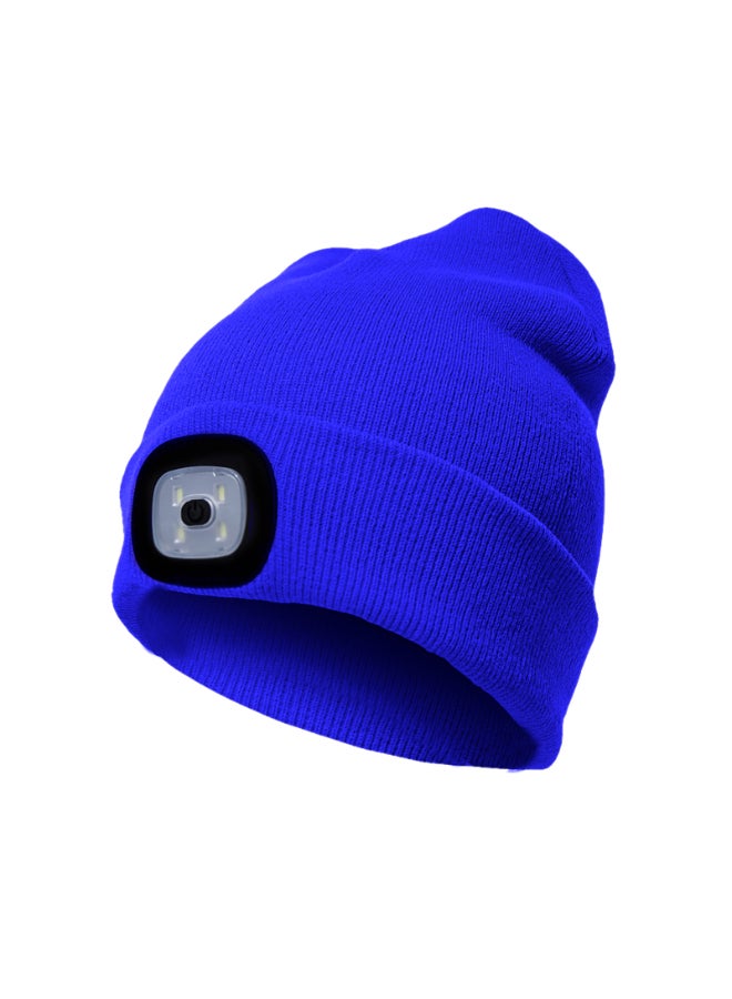 Knitted Led Light Warm Beanie Cap Blue - Image 1