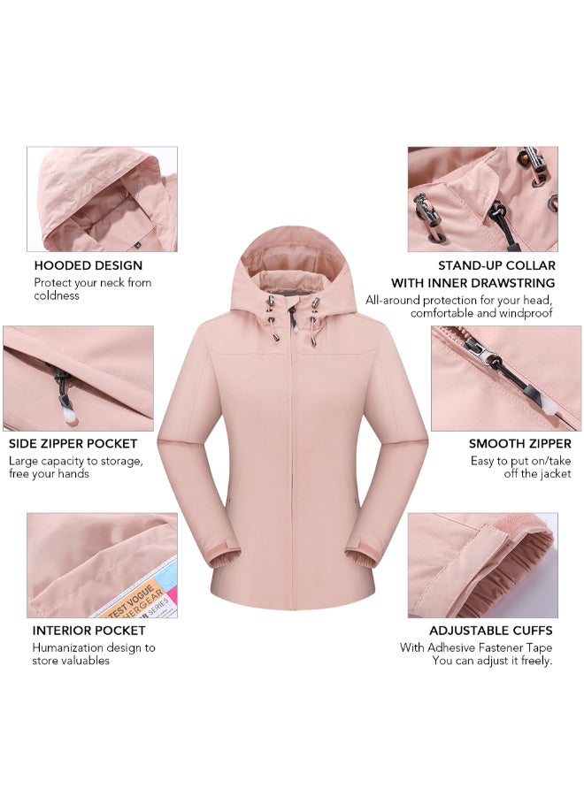 Outdoor Waterproof Shell Ski Jacket Pink  - Image 3