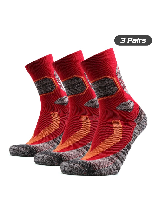 3 Pairs Of Anti Slip Sports Performance Socks Red/Grey  - Image 1