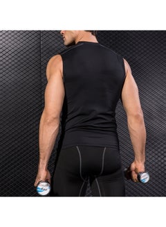 Generic 3-Piece Compression Workout Sleeveless Vest Set Black/White/Grey  - Image 3