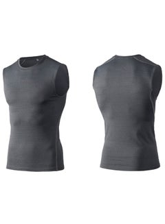 Generic 3-Piece Compression Workout Sleeveless Vest Set Black/White/Grey  - Image 5