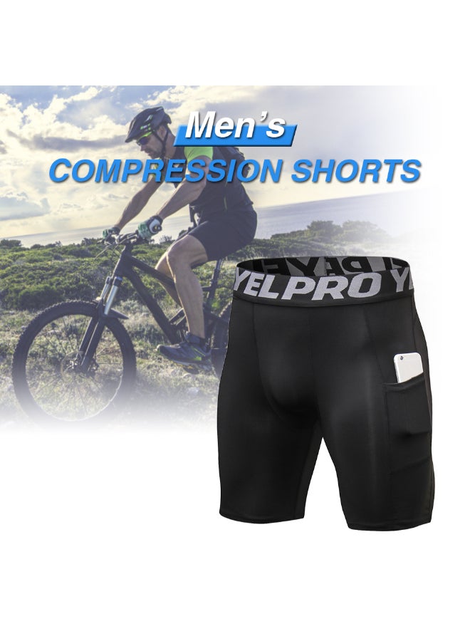 4-Piece Compression Side Pocket Workout Shorts Set Blue/Red/Grey/Black  - Image 5