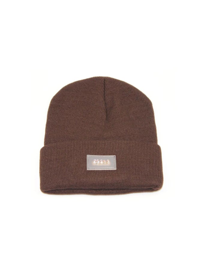 Multi-Purpose Ultra Bright LED Warm Beanie Cap Brown 