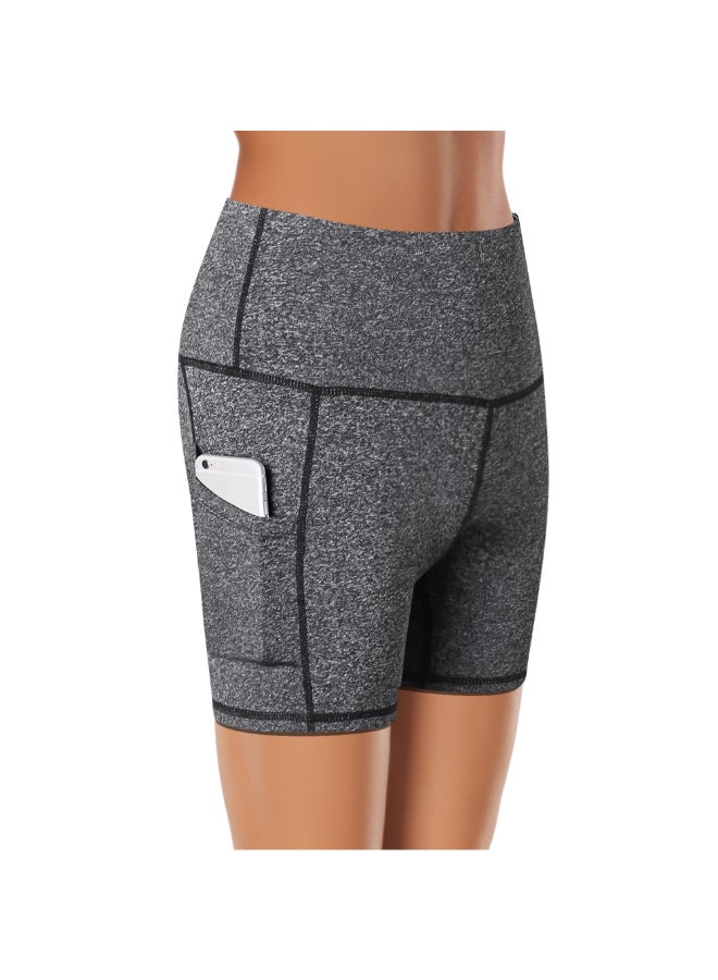 Side Pocket Tummy Control Workout Shorts Dark Gray  - Image 1