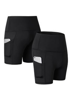 Side Pocket Tummy Control Workout Shorts Black