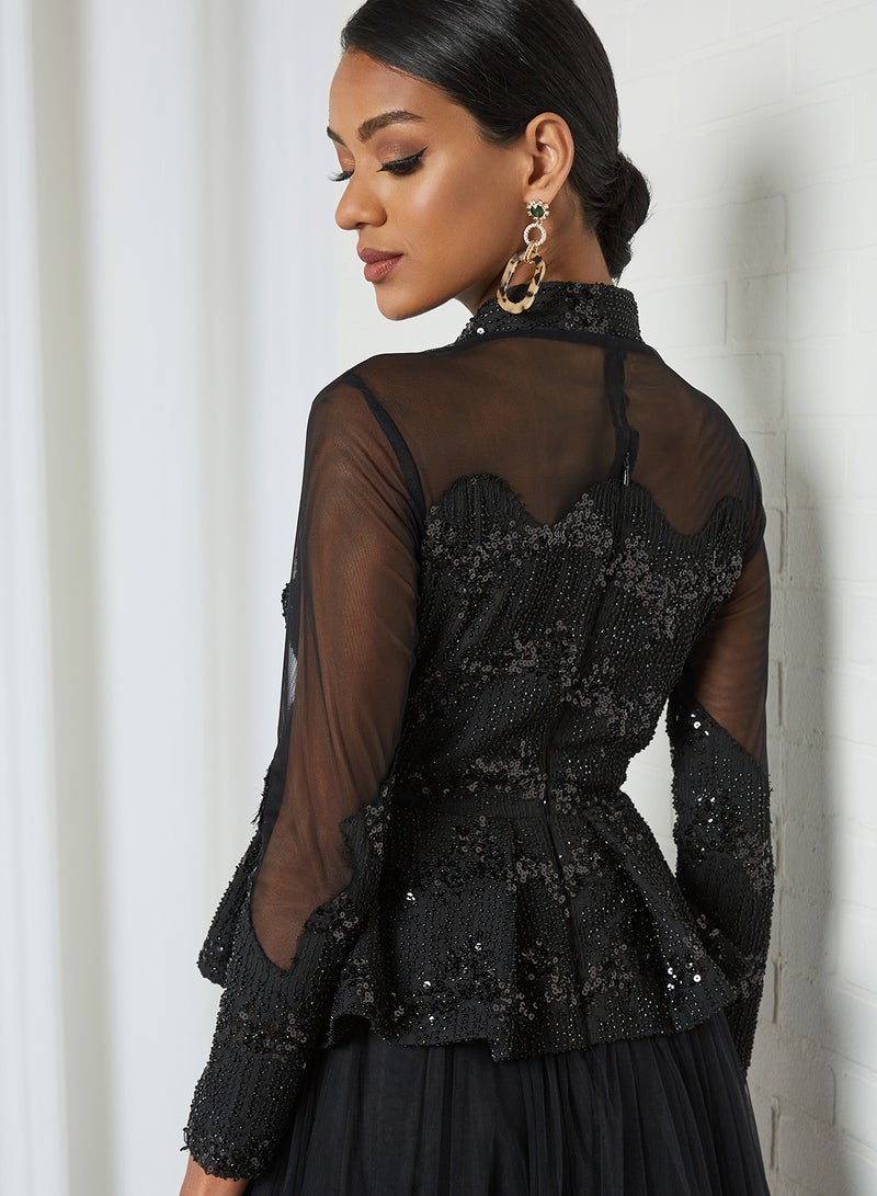 Threadz by Ajooni - Embellished Jacket Dress Black - Image 1