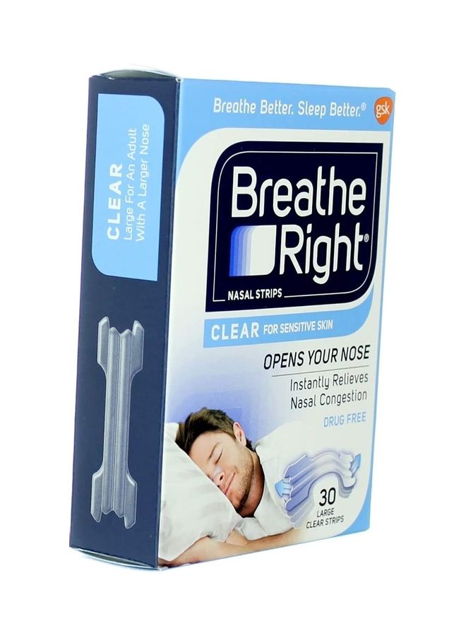 Breathe Right - 30-Piece Nasal Strips Clear Large - Image 1