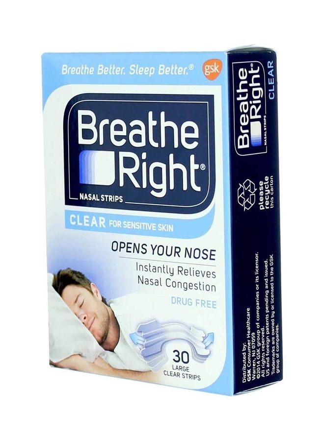 Breathe Right - 30-Piece Nasal Strips Clear Large - Image 1