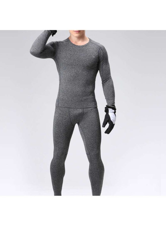 Solid Pattern Sports Wear T-Shirt And Pant Set Light Greyed  - Image 1
