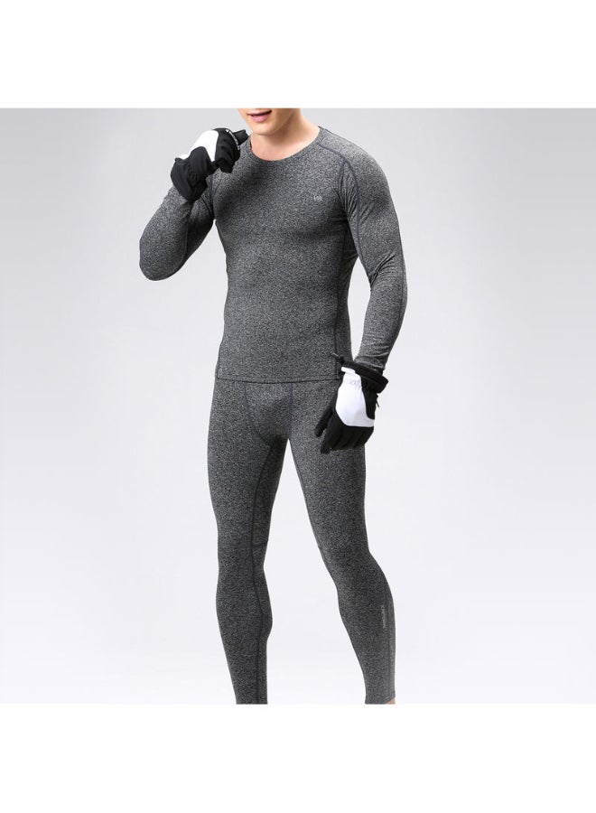 Solid Pattern Sports Wear T-Shirt And Pant Set Light Greyed  - Image 3