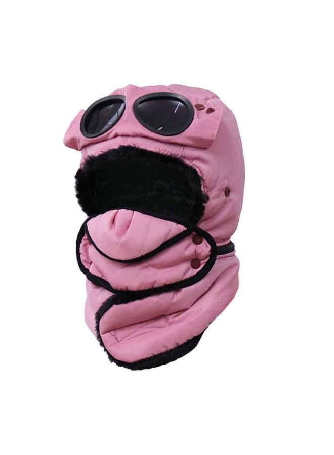 Solid Pattern Goggle Detail Full Face Cover Mask Pink/Black  - Image 1
