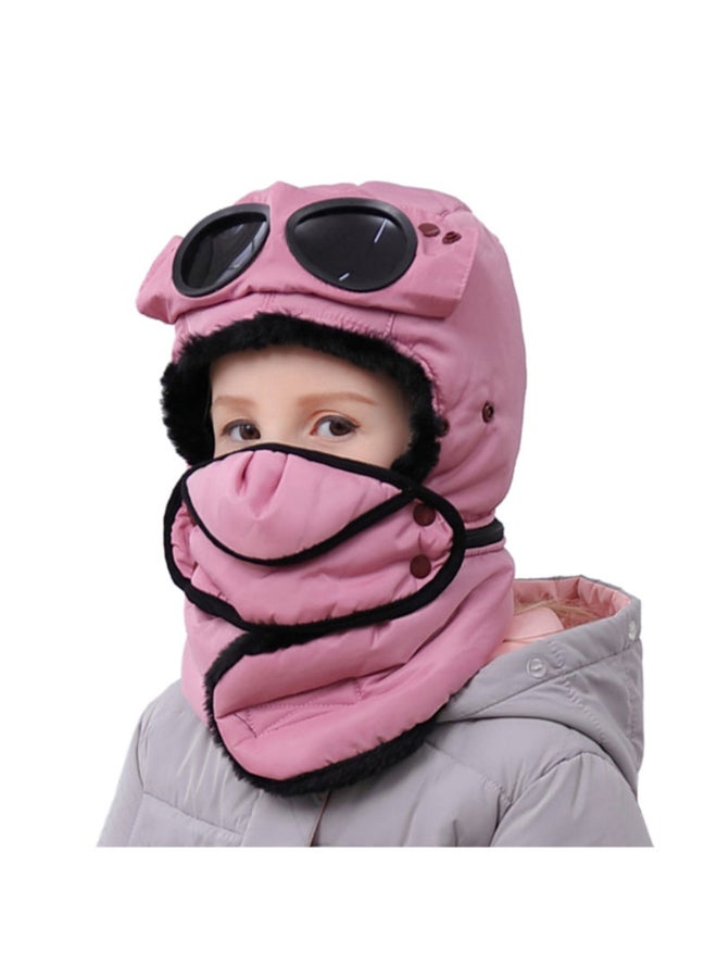 Solid Pattern Goggle Detail Full Face Cover Mask Pink/Black  - Image 2