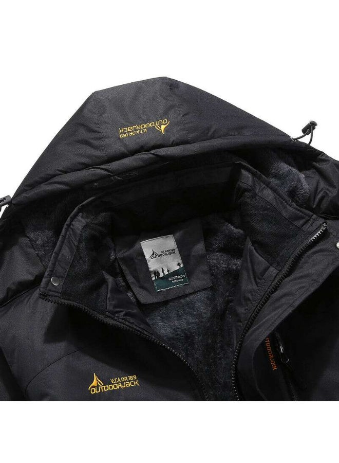 Solid Pattern Hooded Neck Jacket Black - Image 2